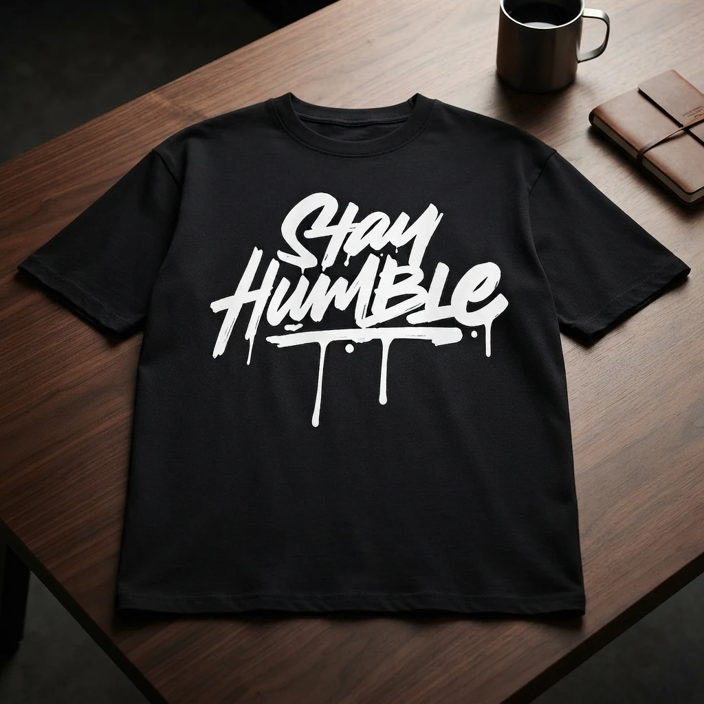 Graphic Drop Shoulder Oversized Tee – Stay Humble Black